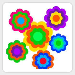 retro flowers colorful design Sticker